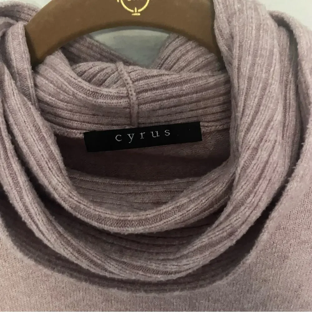 Lavender Purple Cowl Neck Sweater with Kangaroo Pockets
